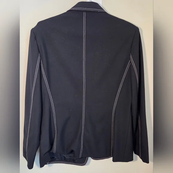 ⭐️Bianca Nygard Navy Elegant Blazer with Cream Stitching Size 14 - Picture 2 of 4